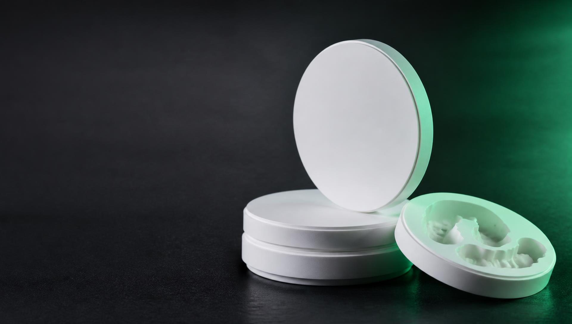 RITEC zirconia discs with green accent lighting